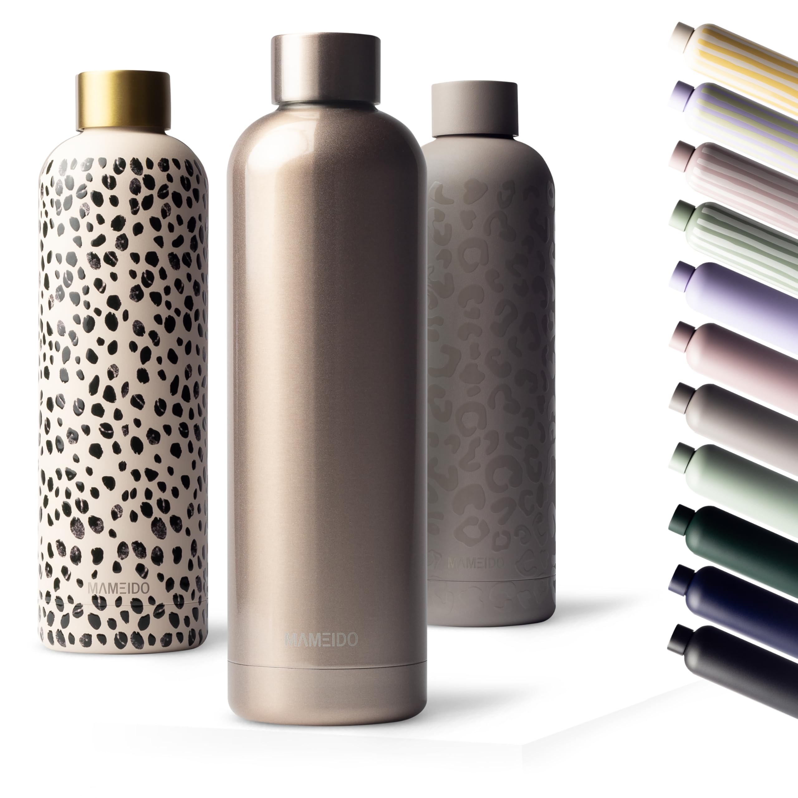 MAMEIDO Insulated Water Bottle 500 ml, Leak-Proof 18/8 Stainless Steel Thermo Flask, Suitable for Carbonated Drinks, BPA-Free (Rosé Quartz)