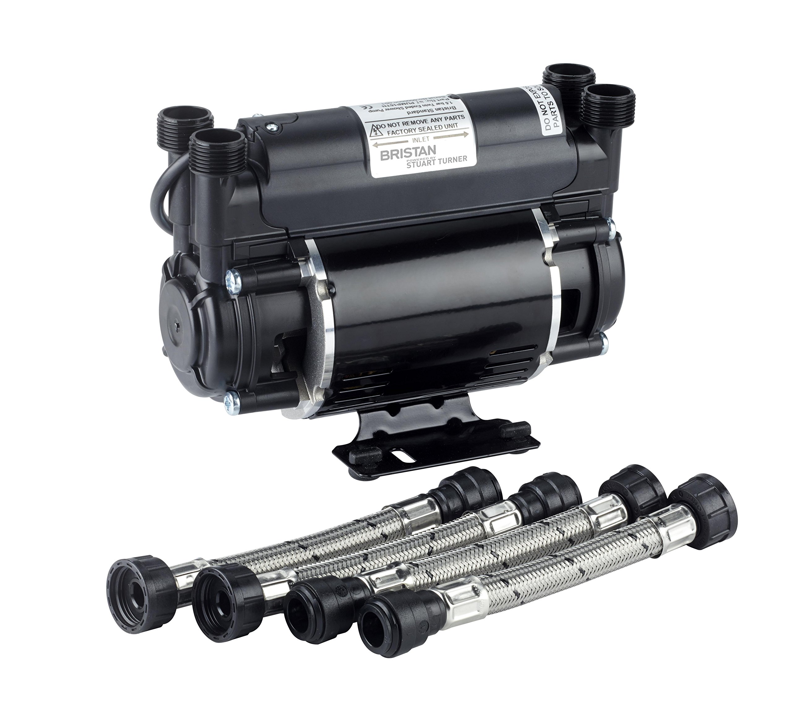 Bristan 1.5 Bar Twin Ended Shower Pump, Improves Shower Pressure and Easy to Install, Water Booster and DIY Fixing Kit with Instructions, 230 Volts - ST PUMP15TN