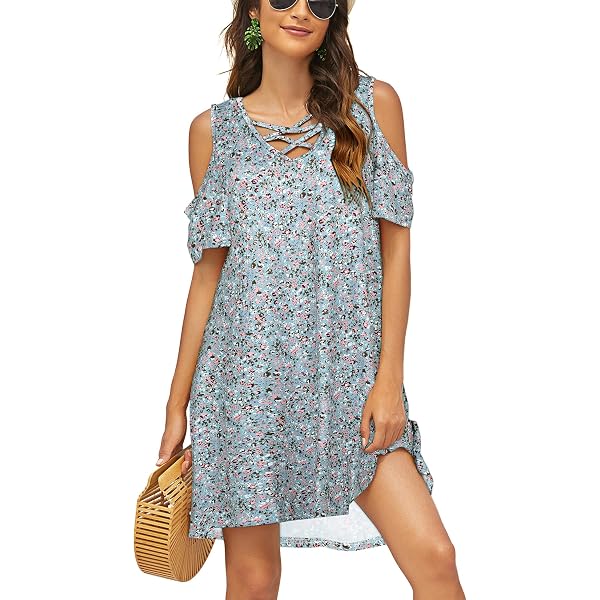 BELAROI Women's Plus Size Cold Shoulder T-Shirt Dress - Casual Swing Sundress For Summer, Beach, Everyday Wear (Available In Sizes 1X-3X) - View #7
