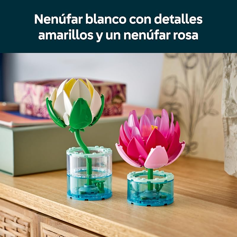 Botanicals Artificial Water Lilies – Conjunto de Flores Artificiais com 2 Plantas em Vasos Transparentes – Kit de Artesanato e Decoração Floral – Presente para Raparigas 9+ Anos e Adultos – 11511