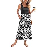 WNEEDU Women's Summer Maxi Dress 2026 Casual Sleeveless Hawaiian Sundress Tropical Long Dress Beach Vacation Outfit