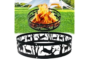 OKAYES Outdoor Metal Fire Pit Ring 36 Inch Portable Heavy Duty Stainless Steel Fire Pit Ring Camping Beach Backyard with Holes