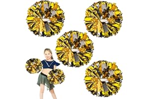 4Pcs Upgraded 12inch Metallic Cheerleading Pom Poms, HOLENGS Cheerleader Pompoms Cheer Poms for Kids Adults, Cheering Squad Pompoms for School Sports Games Dance Party