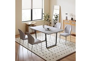 HIPIHOM 5 Piece Dining Table Set, 42.9 Inch Modern Kitchen Dining Table and Leather Dining Chairs for Kitchen Dining Room (Ta