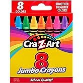 Cra-Z-Art 8ct Jumbo Crayons for Children, Back to School Essential for Ages 3 and Up