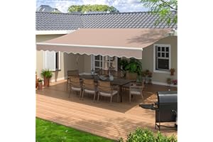 POLAR AURORA Patio Retractable Awning 13 x 8 ft Sun Shade Shelter Cover,Outdoor Patio Awnings for Shop, Restaurant, Cafe, Courtyard, Balcony