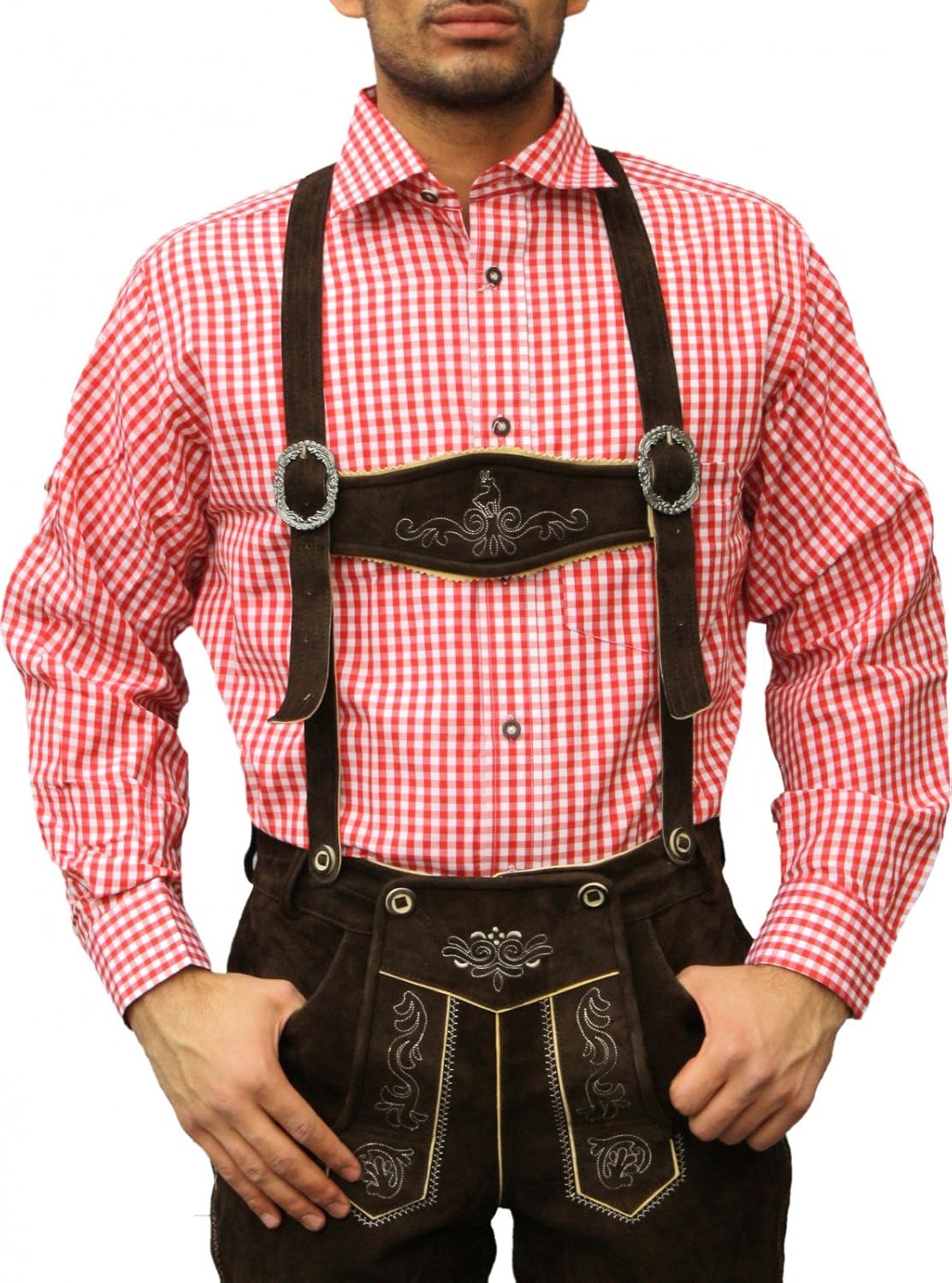 Chemise Traditionnelle Bavaroise Oktoberfest - 100% Coton, Bleu/carreaux, Manches Longues - Marque German Wear