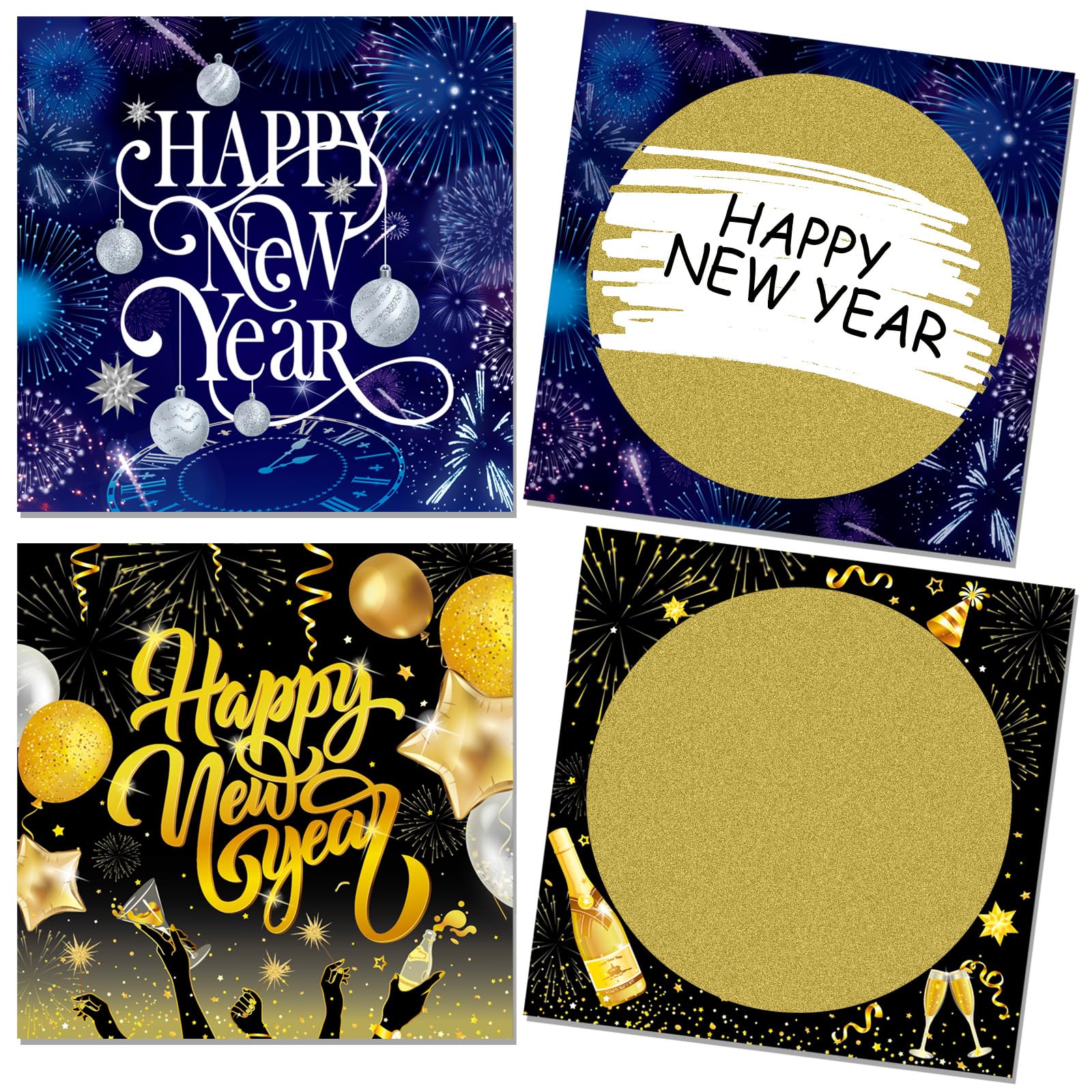 HOWAF 12 Happy New Year Scratch Cards with Scratch Off Stickers, New Years Eve Scratch Card Reveal, Surprise Scratch Off Card Gifts for NYE Party Decorations 2026