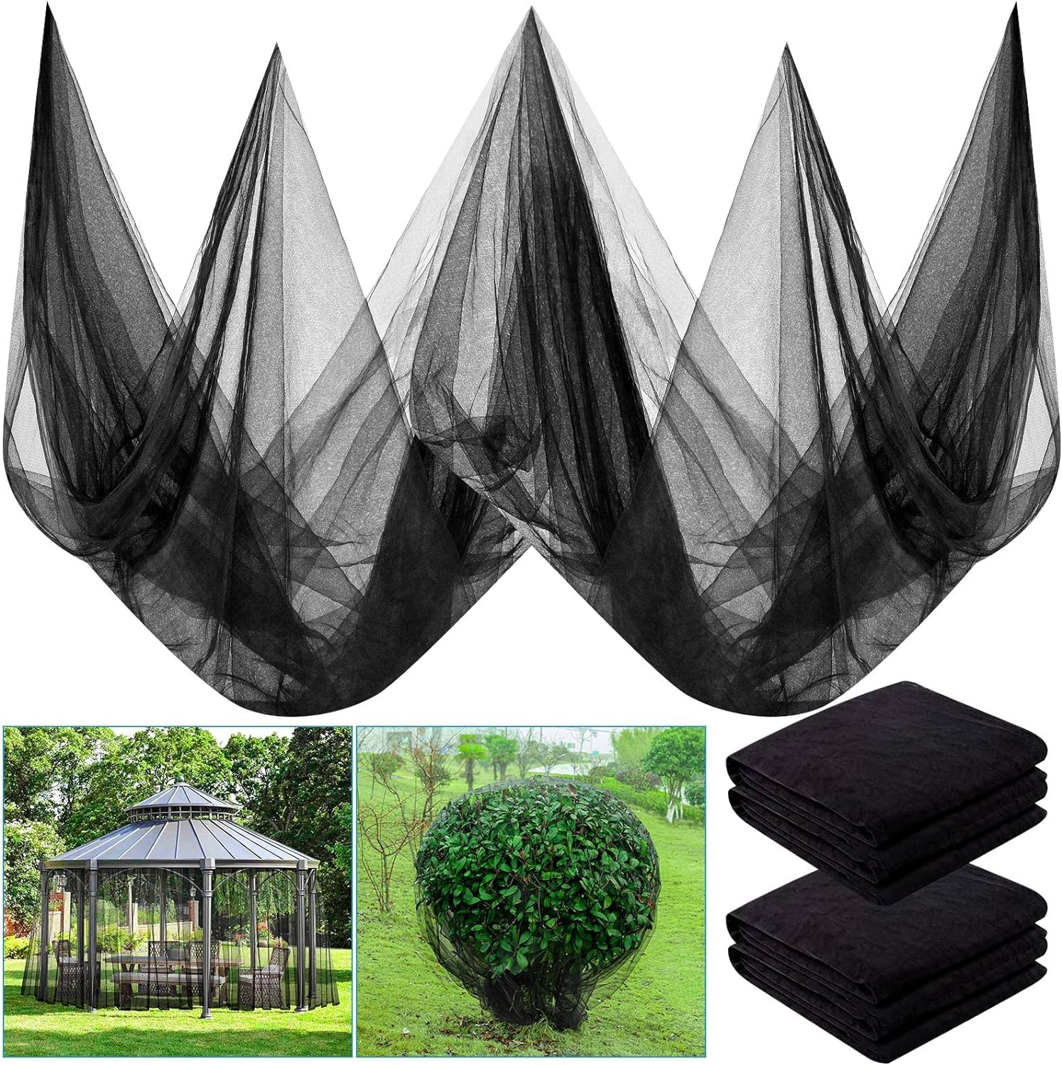 Patio Netting Screen for Porch, 9.8 x 13FT Garden Net Barrier Garden Screen Mesh Netting, Black Protect Net for Plant, Screen Window for Patio, Large Potted Fruit Protector Cover