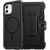 FNTCASE for iPhone 12 Magnet Case: Magnetic Dual Layer Protective Cell Phone Cover with Belt-Clip Holster | Military Grade Drop Proof Protection Durable Non Slip Textured Back Phonecase (Black)