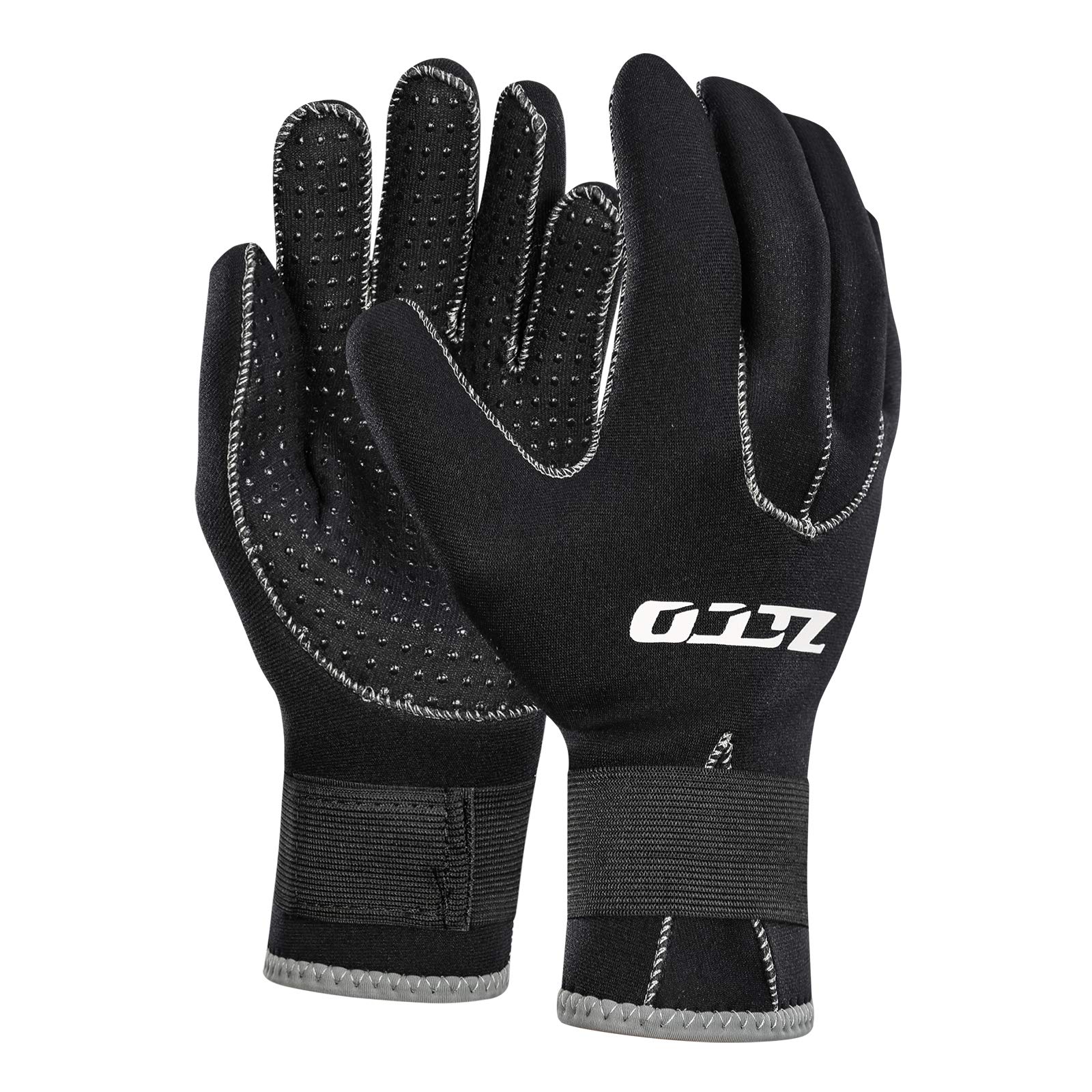 ZCCO 3mm Neoprene Diving Gloves Men and Women Double-Layer Thermal Wetsuit Gloves with Elastic Wrist and Skid Resistance Particles for Diving,Kayaking,Surfing Snorkeling Black（3mm,S