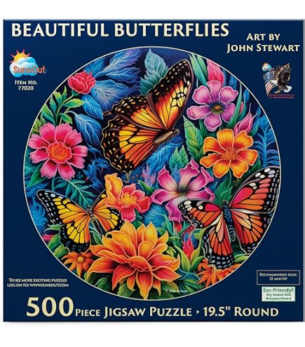 Amazon.com: A Broader View Hummingbirds Round Table Puzzle - 500