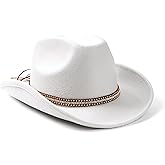 Lisianthus Men & Women's Felt Wide Brim Western Cowboy Outdoor Fedora Hats with Belt