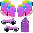 Knee Pads for Kids Adjustable Protective Gear Set with Mesh Bag Knee Pads and Elbow Pads Wrist Guard for Girls Kids Roller Skates Cycling Skateboard Scooter, 3-8 Years, Unicorn
