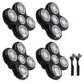 4PCS Shaver Replacement Blades for Head Shaver, 5 Blades Shaver Heads for Bald Men, Head and Face Electric Razor Heads, 2 Cleaning Brush