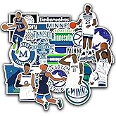 30 PCS Minnesota Vinyl Stickers Timberwolves Stickers Pack Basketball Stickers for Water Bottle, Laptop, Bicycle, Computer, Motorcycle, Travel Case, Car Decal Decoration Sticker 2-2.5 inches