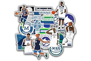 BESSER ASSOCIATES 30 PCS Minnesota Stickers Vinyl Timberwolves Stickers Pack Basketball Stickers for Water Bottle, Laptop, Bicycle, Computer, Motorcycle, Travel Case, Car Decal Decoration Sticker 2-2.5 inches