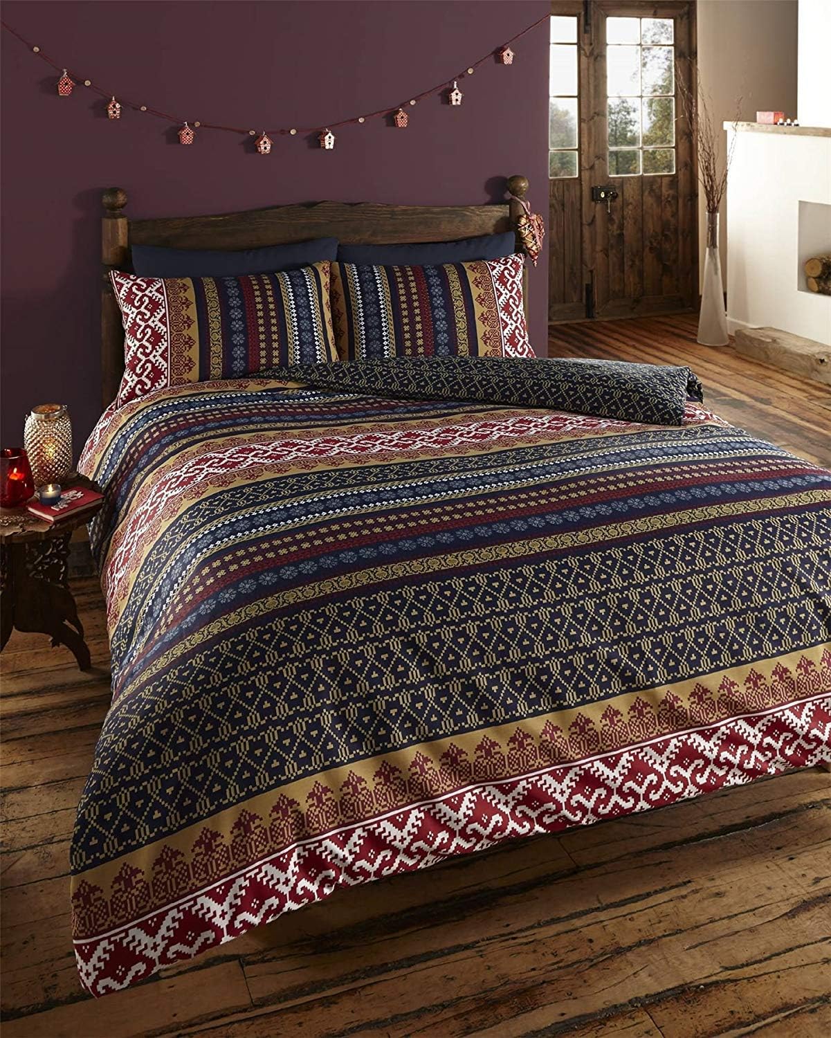 2XEthnic Indian Print Bedding - Quilt Cover Bed Set with Pillow Cases (Double), Multi