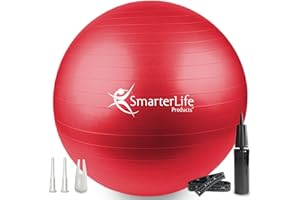 SMARTERLIFE PRODUCTS SmarterLife Exercise Ball Yoga Ball for Fitness, Balance, Stability, or Pregnancy, Gym Ball for Core Workout, Physical Therapy, Yoga Ball Chair for Office, Anti-Slip Anti-Burst
