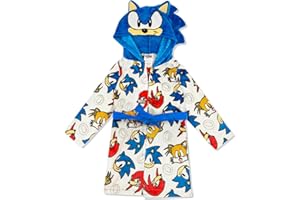 KOMAR KIDS Sonic & Super Mario Fleece Kids Hooded Robe - Super Soft Plush Bathrobe for Boys with Adjustable Tie - Official Product