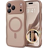 CAPRARO Magnetic for iPhone 17 Pro Case for Women Girls, Upgraded [Full Camera Protection] [Compatible with MagSafe] Cute Wave Translucent Matte Phone Case for iPhone 17 Pro, Brown