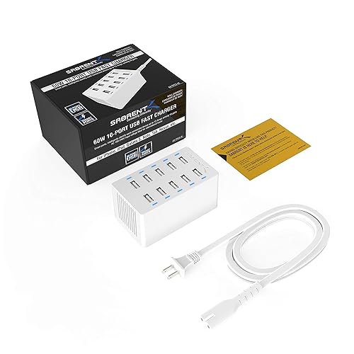 Sabrent 60 Watt Usb Charger Sabrent 10-Port USB Charging Station 12A/60W (White) AX-TPCS-W