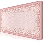 HAOCOO Cute Desk Mat, Pink Desk Matt for Desktop with Edge Stitching, Non-Slip Large Mouse Pad for Desk, Water-Resistant Computer Mat for Gaming,Women Office (Light Pink)