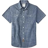 Dubinik® Men’s Soft Lightweight Chambray Short Sleeve Summer Breathable Cotton Shirt for Daily Casual Wear