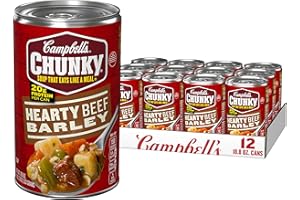 Campbell’s Chunky Soup, Hearty Beef and Barley Soup, 18.8 Oz Can (Case of 12)