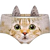 JINKAIJIA Women's Flirty Sexy Funny Naughty 3D Printed Animal Tail Underwears Briefs Gifts With Cute Ears