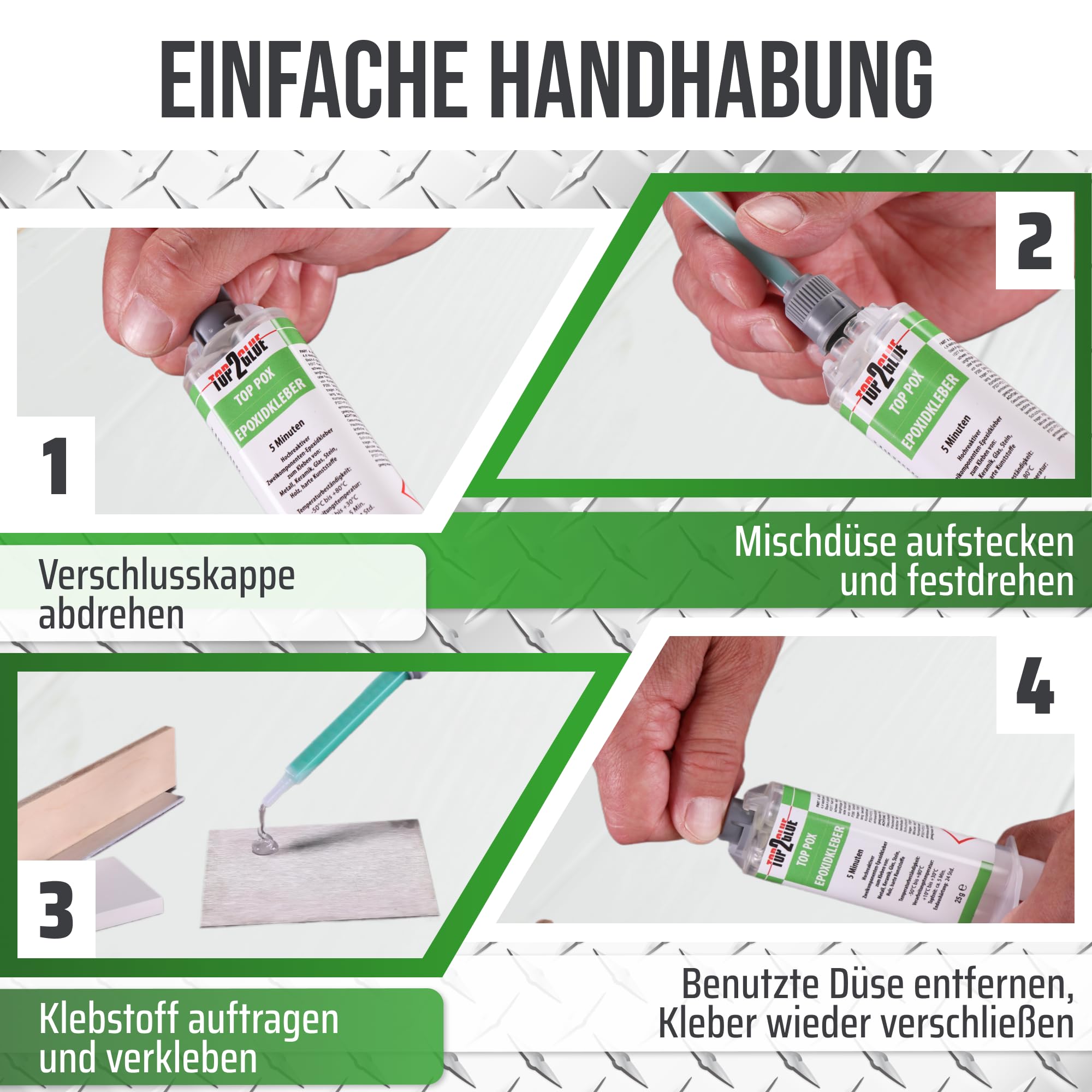 2 Komponenten Kleber extra stark 75g + 10 Düsen - 2K Epoxy Kleber - Epoxidharz mit Härter transparent - Epoxidharz - Alleskleber Kunststoff,Metall, Glas, Stein, Beton, Holz 4