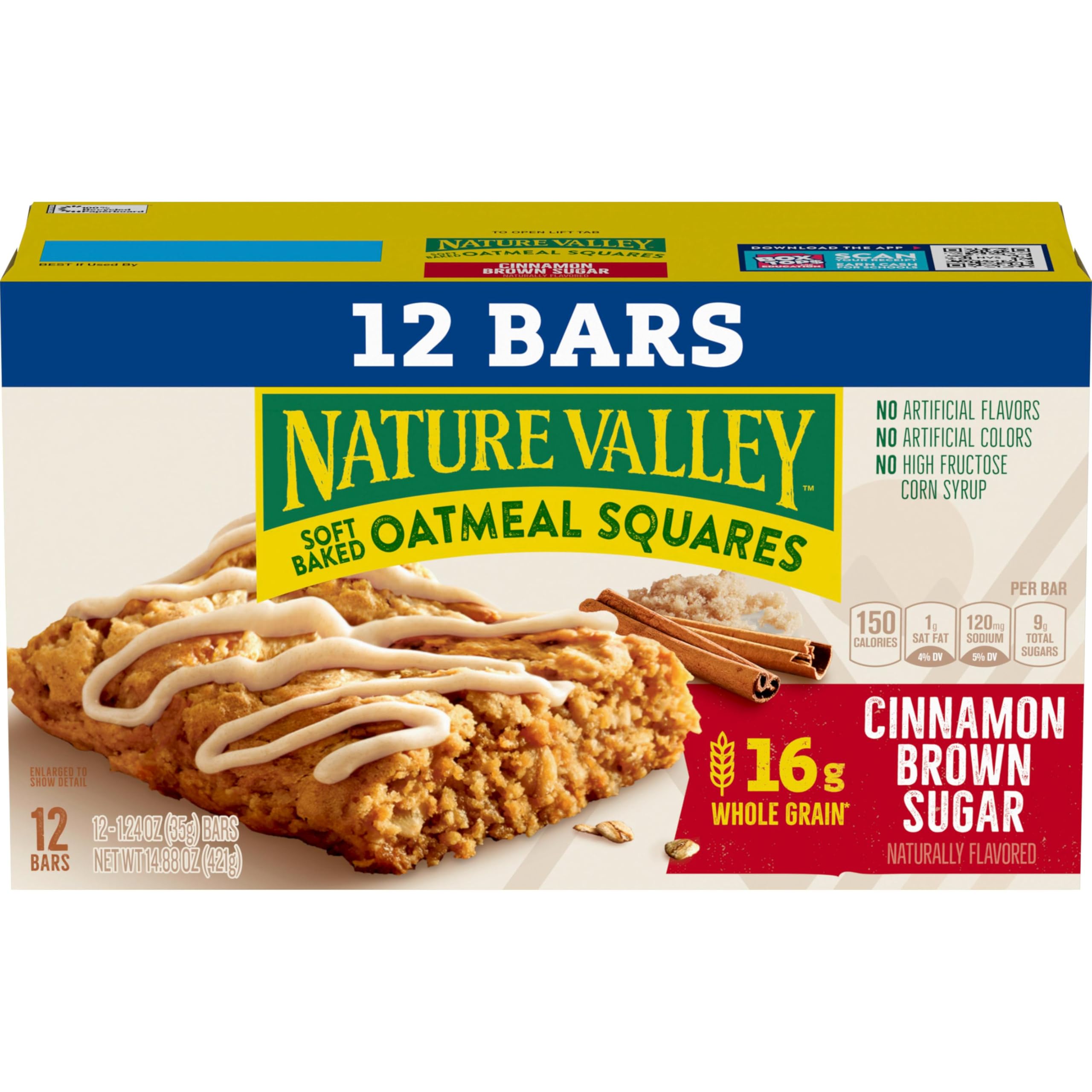 Nature Valley Soft Baked Oatmeal Squares, Cinnamon Brown Sugar, 12 Bars, 14.88 oz