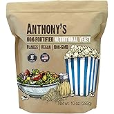 Anthony's Nutritional Yeast Flakes, 10 oz, Non Fortified, Batch Tested Gluten Free, Non GMO