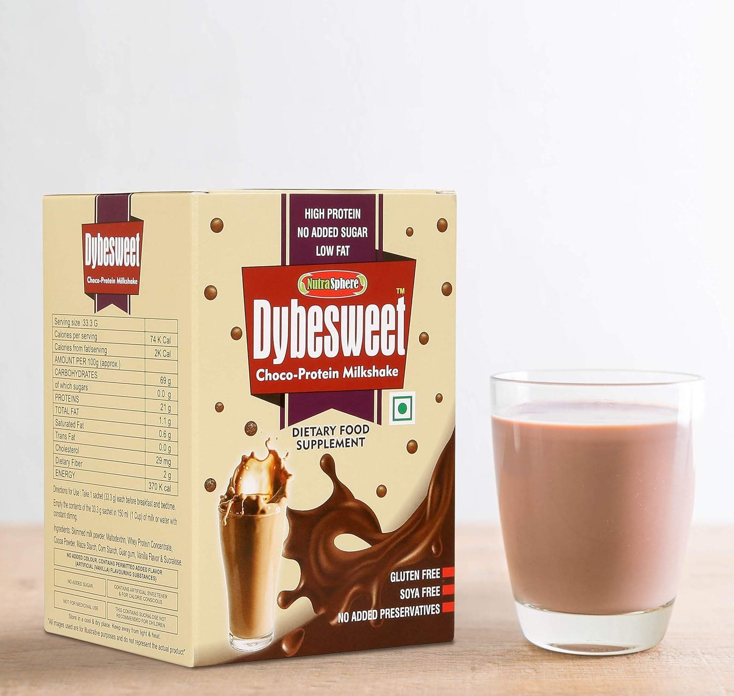 Nutrasphere Instant Healthy Hot Chocolate Milk Shake Mix Pack of 2 (Low