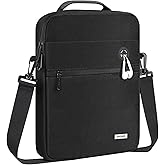MoKo 9-11 Inch Tablet Bag, 360° Protective Carrying Case Fits iPad Air 5/4th 10.9, iPad Pro 11 inch, iPad 9/8/7th 10.2, iPad 10th Gen 10.9, with Multi-Pockets, Shoulder Strap & Earphone Port, Black