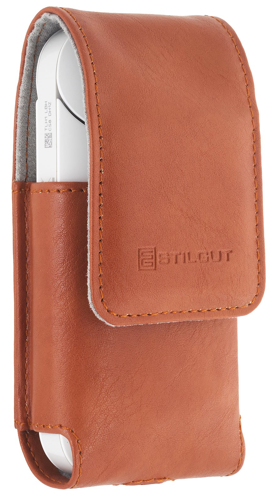 StilGut PU Leather Case compatible with IQOS, Electronic Cigarette Cover, Cognac Brown