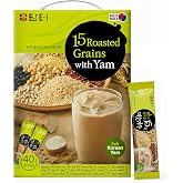 Damtuh Korean Misugaru Powder, 15 Roasted Grains with Yam, 40 Sticks | Instant multigrain drink mix, 20g single serve sticks, blends into milk or water, hot or iced, caffeine free, 28.22 oz
