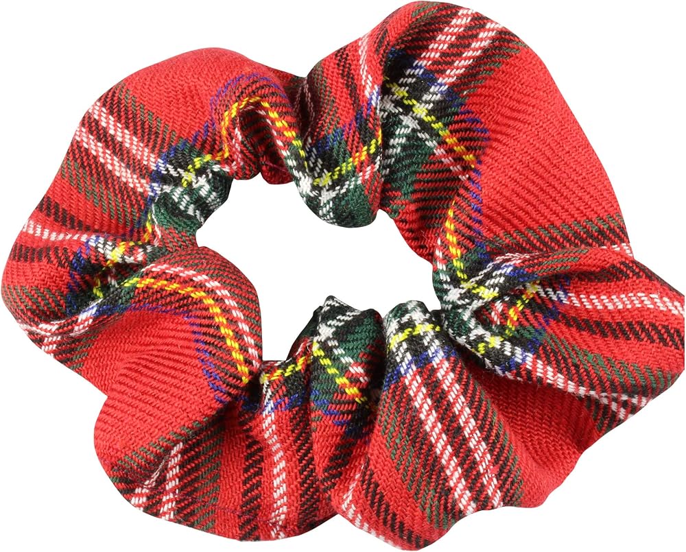 Cherry-on-Top Red Tartan Scrunchie Elastic Hair Tie Ponytail Holder