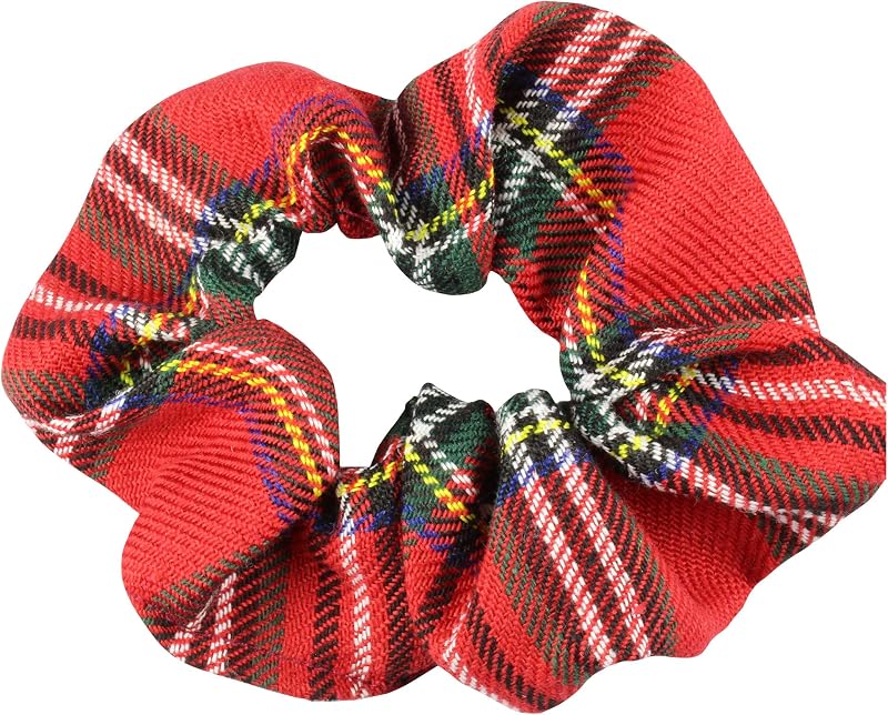 Cherry-on-Top Red Tartan Scrunchie Elastic Hair Tie Ponytail Holder