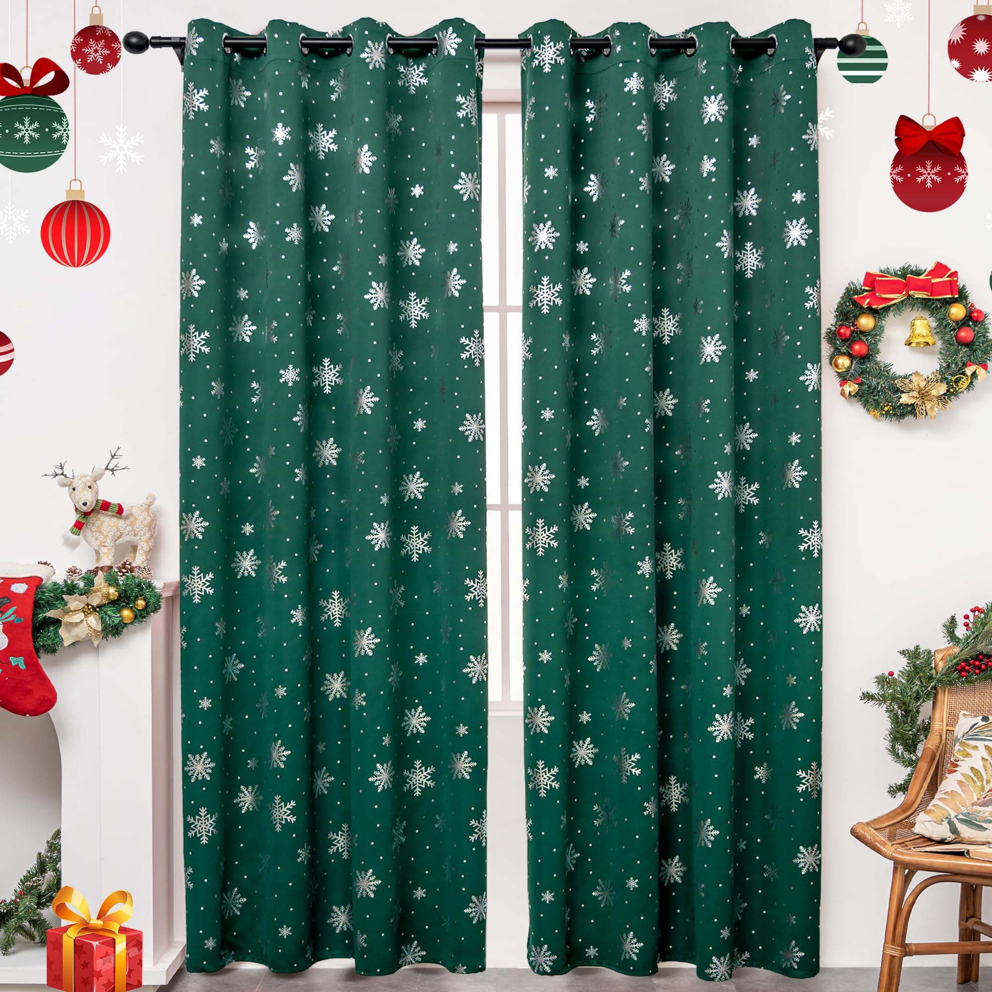 Karseteli Snowflake Christmas Curtains for Living Room, Luxury Silver ...