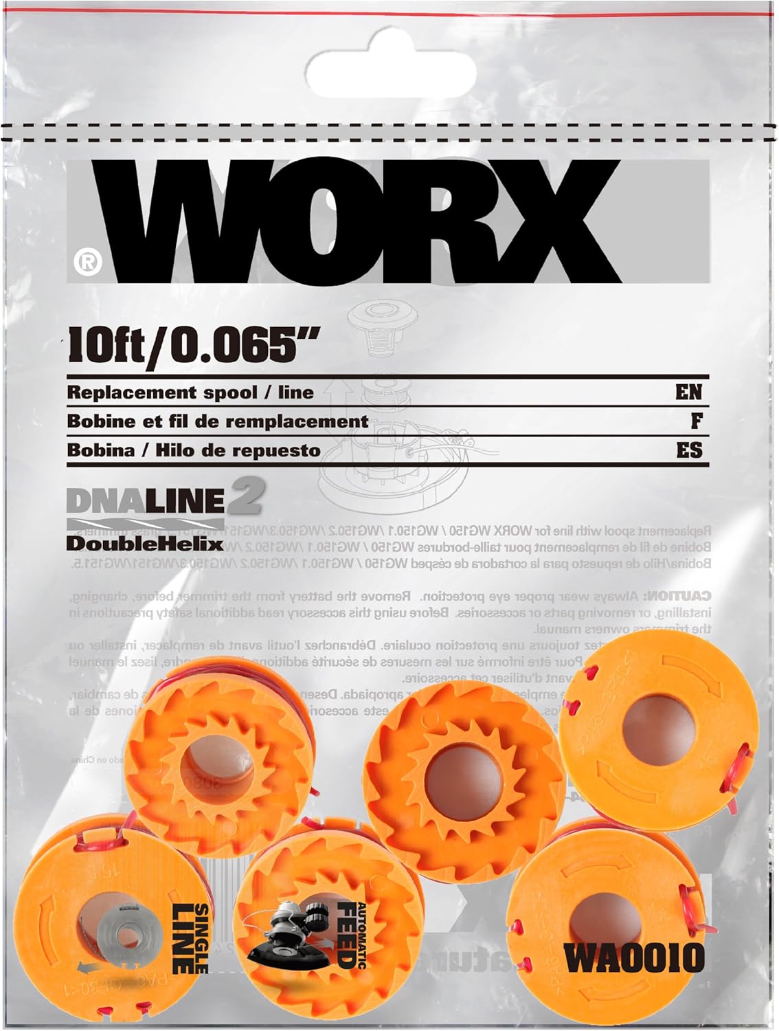 WORX WA0010 6-Pack Replacement Trimmer Line for Select Electric String Trimmers : String Trimmer Lines : Garden & Outdoor