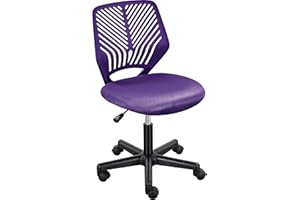 Yaheetech Students Cute Desk Chair Low-Back Armless Study Chair w/Lumbar Support Adjustable Swivel Chair in Home Bedroom School, Purple