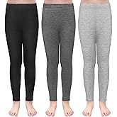 TODDOR 3 Pack Girls Winter Fleece Lined Leggings Stretchy Solid Velvet Pants Warm and Soft Tights for Kids