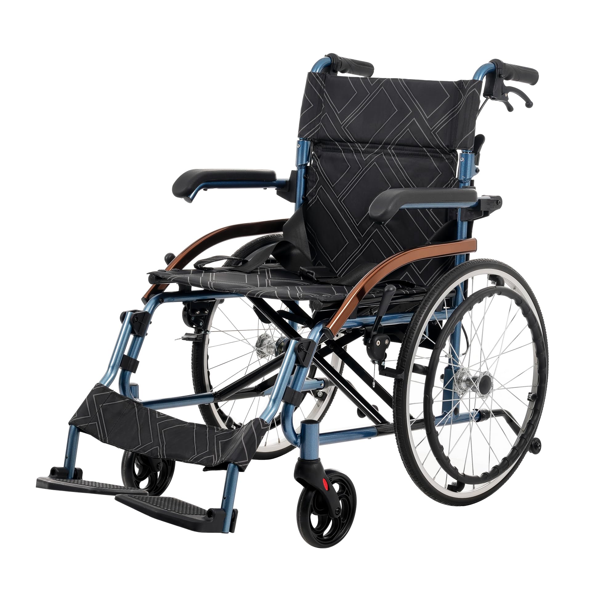 車椅子 自走介助兼用 折りたたみ式 自立型 アルミ製 軽量 防水生地 ノーパンクタイヤ 収納ポケット付き 簡易式 ノーパンクタイヤ 新幹線 電車 車載 耐荷重100kg 日本語説明書付き商品画像