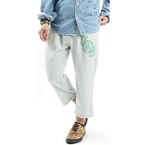 4color カレッジロゴ裏毛スウェットクロップドパンツ