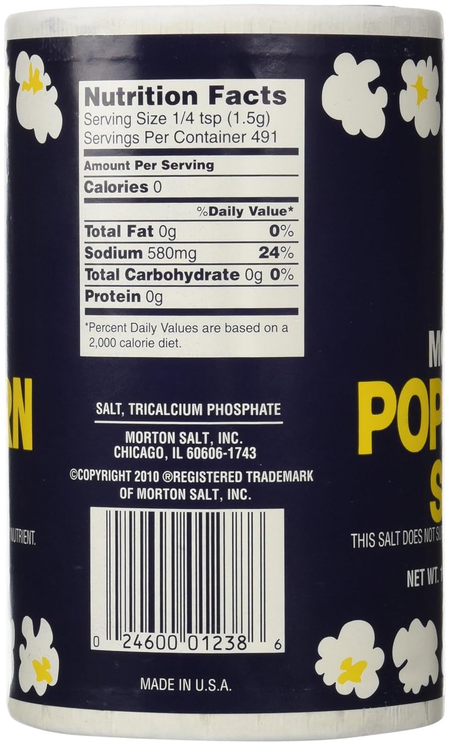 1Lb 10oz Morton Popcorn Salt For Green Salad, Corn on the Cob, French Fries, Nuts : Grocery & Gourmet Food