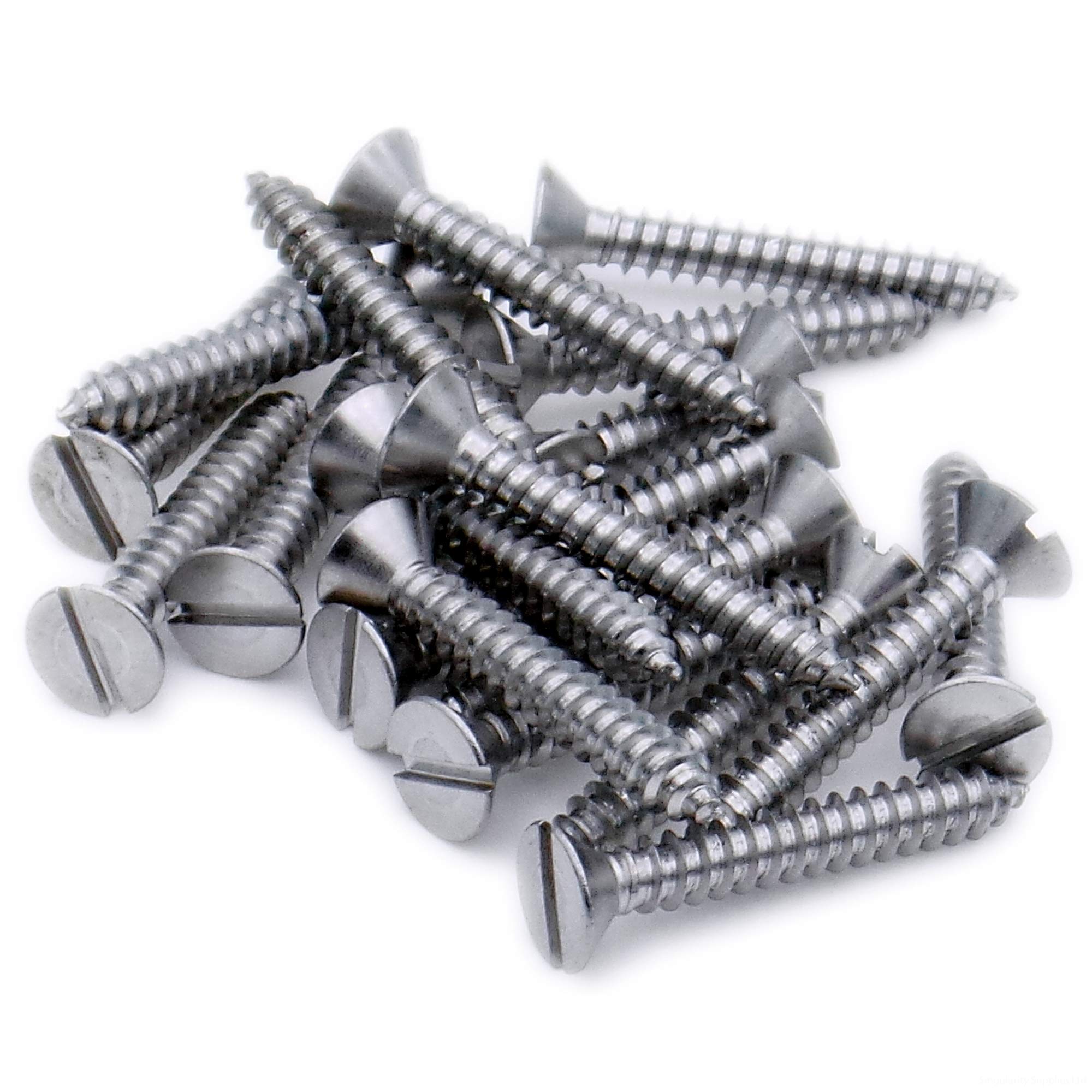 No.14 x 2 (6.3mm x 50mm) Slot Countersunk Self-Tapping Screw - Stainless Steel (A2) (Pack of 20)