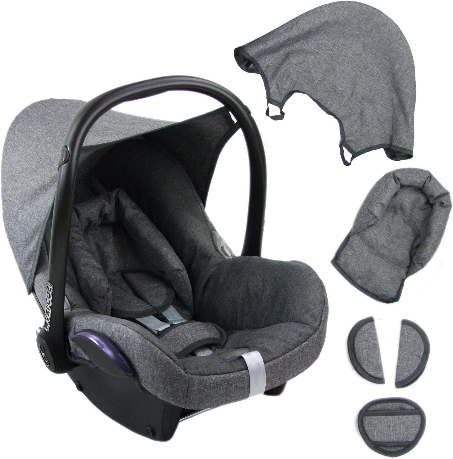 BambiniWelt replacement cover for Maxi-Cosi CabrioFix 6 complex, grey/grey, new, covers for child safety seat summer cover Cabrio Fix.