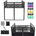 Sardoxx Portable DJ Booth DJ Facade DJ Table Station Two-position Height Adjustable Tabletop DJ Table Stand DJ Event Booth w/Travel Bag Black&White Scrims For Gig, Party, Show