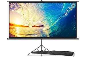 PropVue Projector Screen with Stand 100 inch - Indoor and Outdoor Projection Screen for Movie or Office Presentation - Adjustable from 16:9 to 4:3 HD Premium Wrinkle-Free Tripod Screen